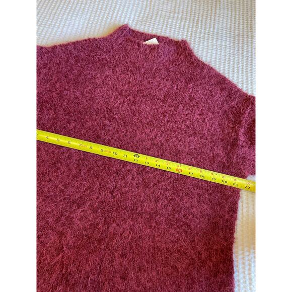 NWT Open Edit Y2K Boho Style Purple Fuzzy Moc Neck Boyfriend Cozy Sweater Small - Picture 7 of 10